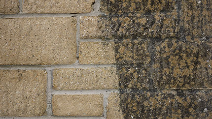 Stone before and after cleaning with the Thermatech superheated water system